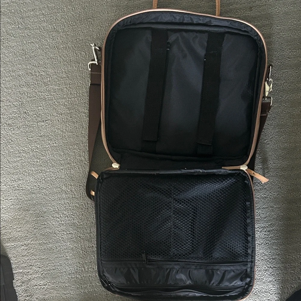 Jon Hart Design Brown Laptop Briefcase with Tan Accents - Picture 6 of 8